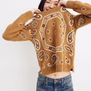 Madewell Womens Bandana pullover Boho Y2K Style Sweater sz S
